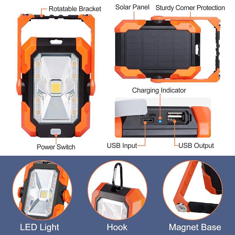 solar portable work light, solar led tent light